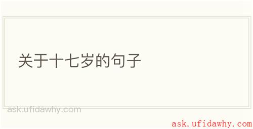 关于十七岁的句子