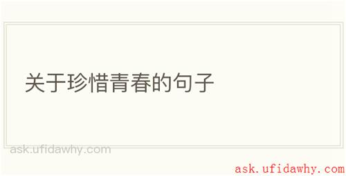 关于珍惜青春的句子