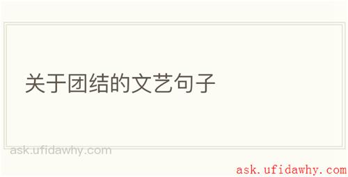 关于团结的文艺句子