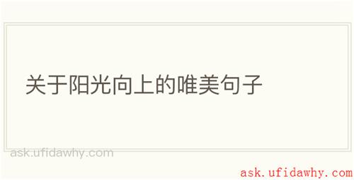 关于阳光向上的唯美句子