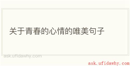 关于青春的心情的唯美句子