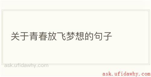关于青春放飞梦想的句子