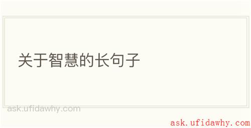 关于智慧的长句子