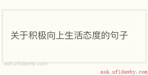 关于积极向上生活态度的句子