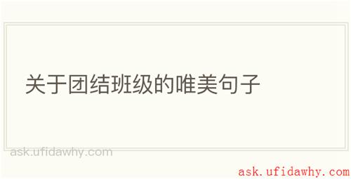 关于团结班级的唯美句子