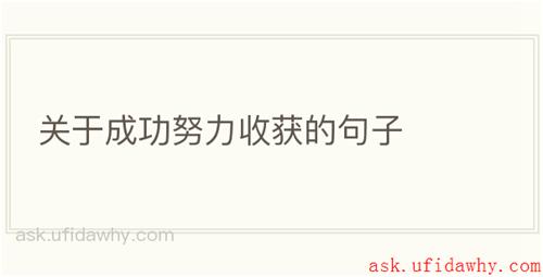 关于成功努力收获的句子
