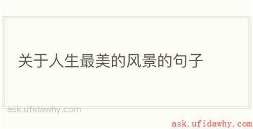 关于人生最美的风景的句子