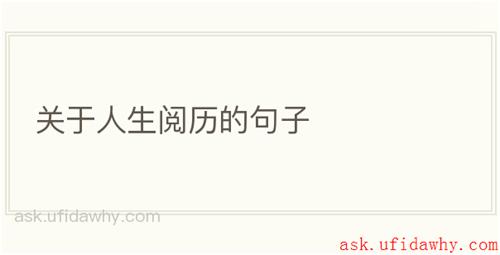 关于人生阅历的句子