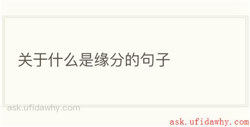 关于什么是缘分的句子