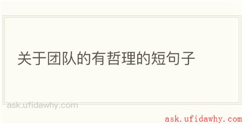 关于团队的有哲理的短句子