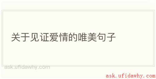 关于见证爱情的唯美句子