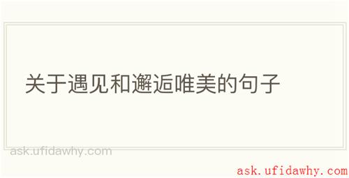 关于遇见和邂逅唯美的句子