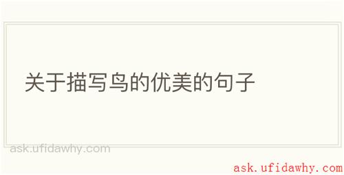 关于描写鸟的优美的句子