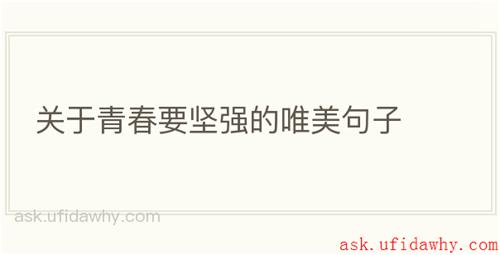 关于青春要坚强的唯美句子