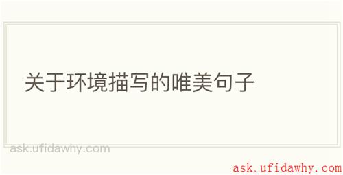 关于环境描写的唯美句子