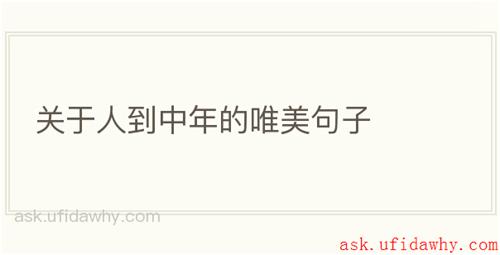 关于人到中年的唯美句子