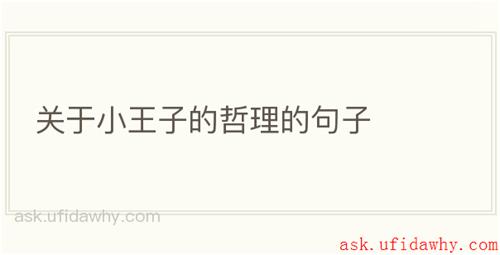 关于小王子的哲理的句子