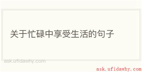 关于忙碌中享受生活的句子