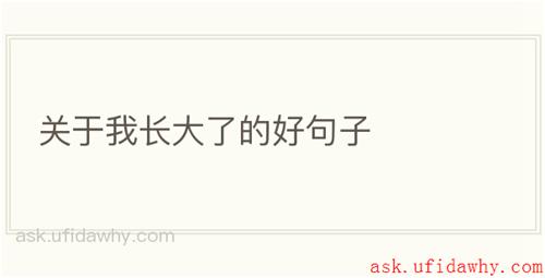 关于我长大了的好句子