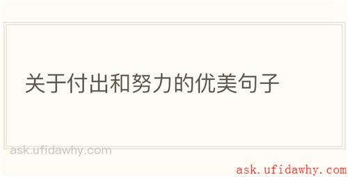 关于付出和努力的优美句子