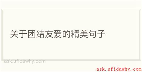 关于团结友爱的精美句子