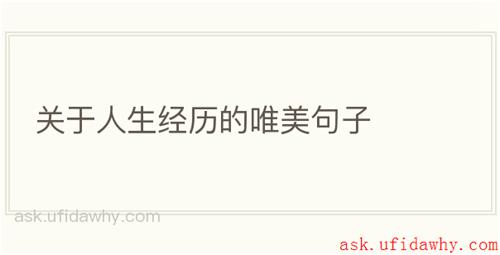 关于人生经历的唯美句子