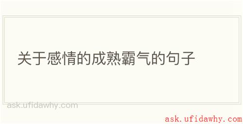 关于感情的成熟霸气的句子