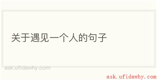 关于遇见一个人的句子