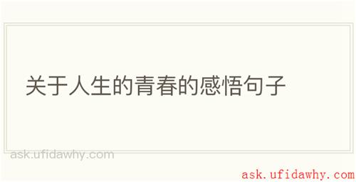 关于人生的青春的感悟句子