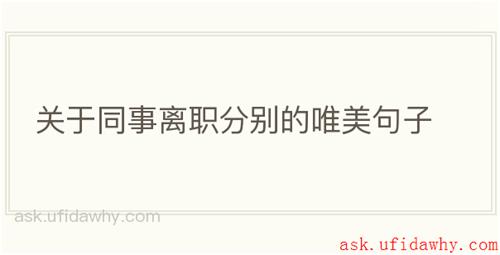 关于同事离职分别的唯美句子