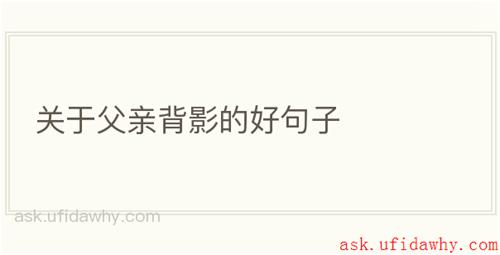 关于父亲背影的好句子