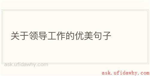 关于领导工作的优美句子