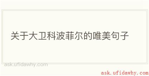 关于大卫科波菲尔的唯美句子