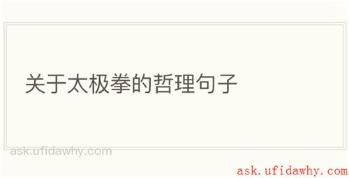 关于太极拳的哲理句子
