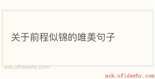 关于前程似锦的唯美句子