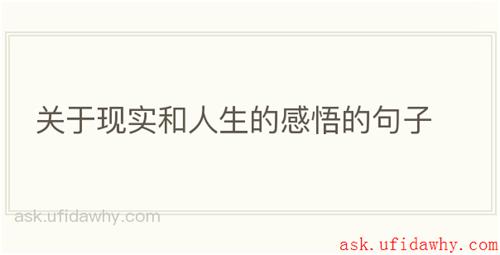 关于现实和人生的感悟的句子