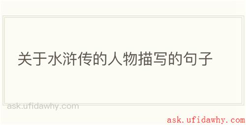 关于水浒传的人物描写的句子