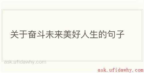 关于奋斗未来美好人生的句子