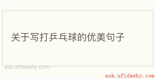 关于写打乒乓球的优美句子