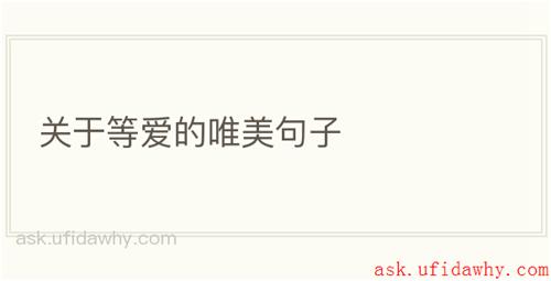 关于等爱的唯美句子