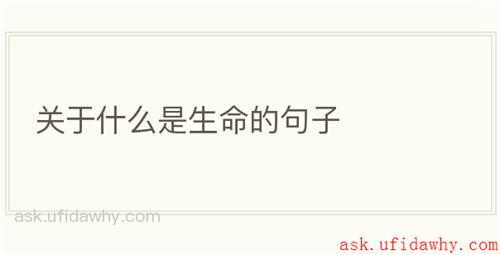 关于什么是生命的句子