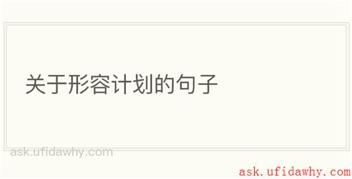 关于形容计划的句子