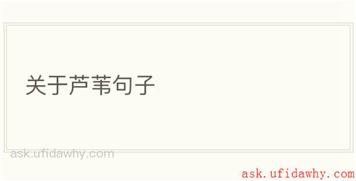 关于芦苇句子