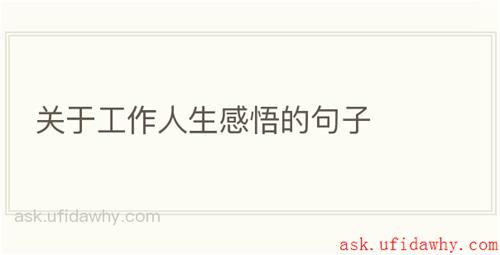 关于工作人生感悟的句子