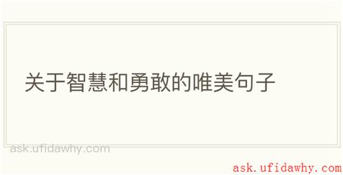 关于智慧和勇敢的唯美句子