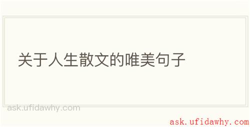关于人生散文的唯美句子
