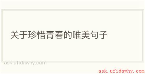关于珍惜青春的唯美句子
