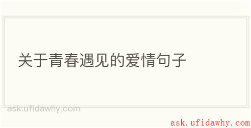 关于青春遇见的爱情句子