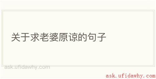 关于求老婆原谅的句子