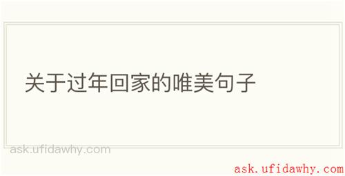 关于过年回家的唯美句子